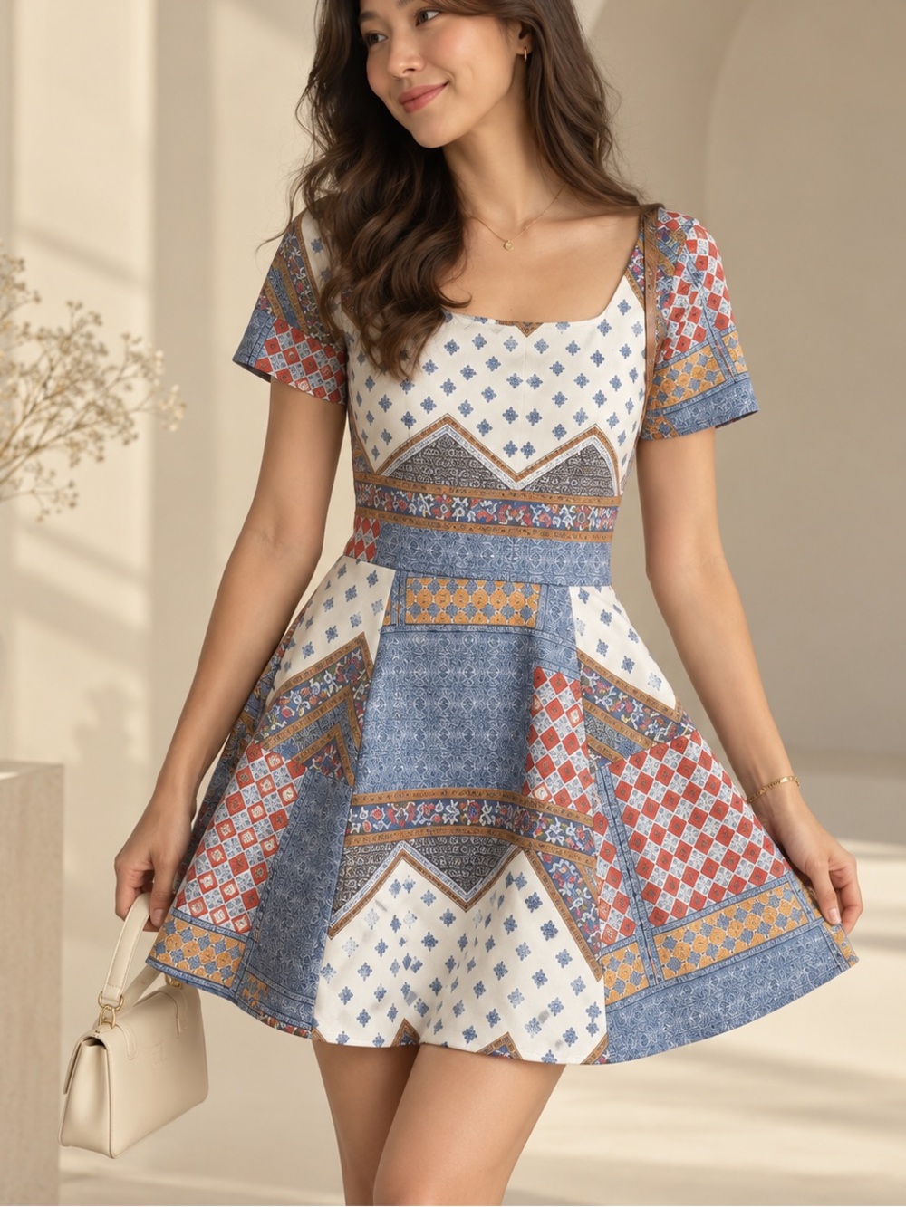 Patchwork Mini Dress size Small